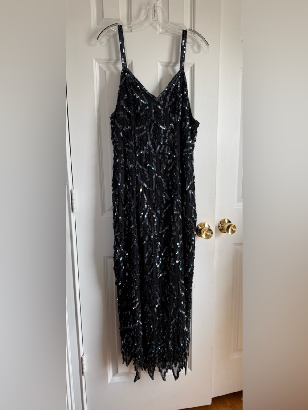 Patra Black Sequin Slip Dress - Elegant Evening or Prom Dress Vintage Size 22